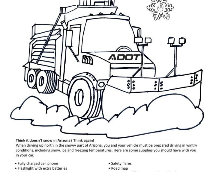 adot kids coloring sheet snowplow drawing.