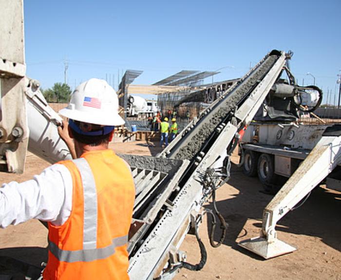 Construction work occurring on Loop 303 freeway