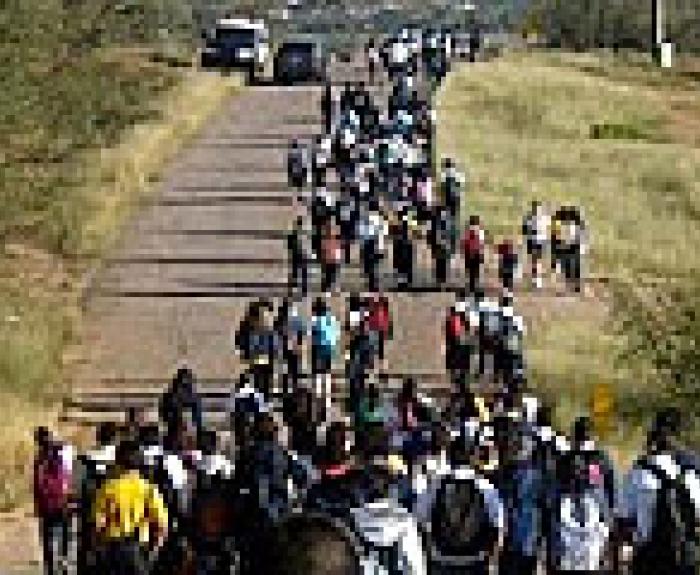 Students walking to school