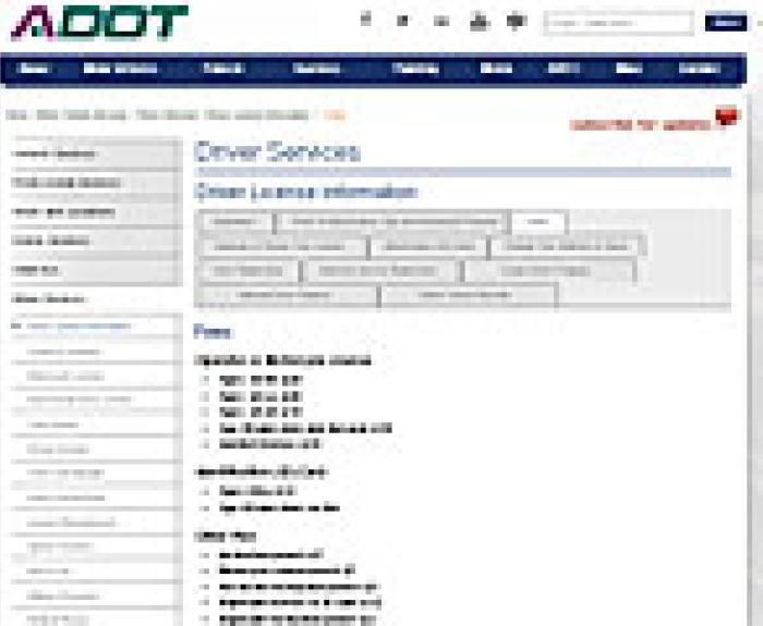 Screenshot of MVD Driver Services web page