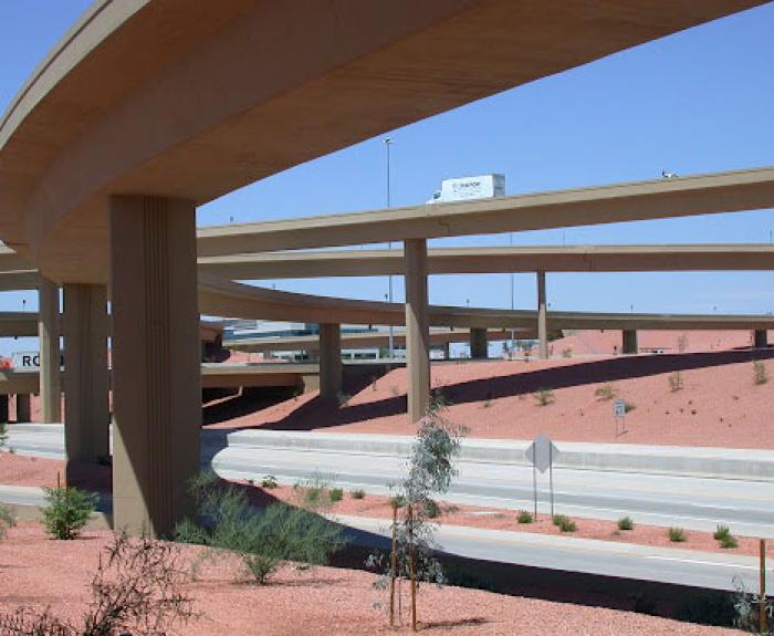 Cluster of freeway ramps