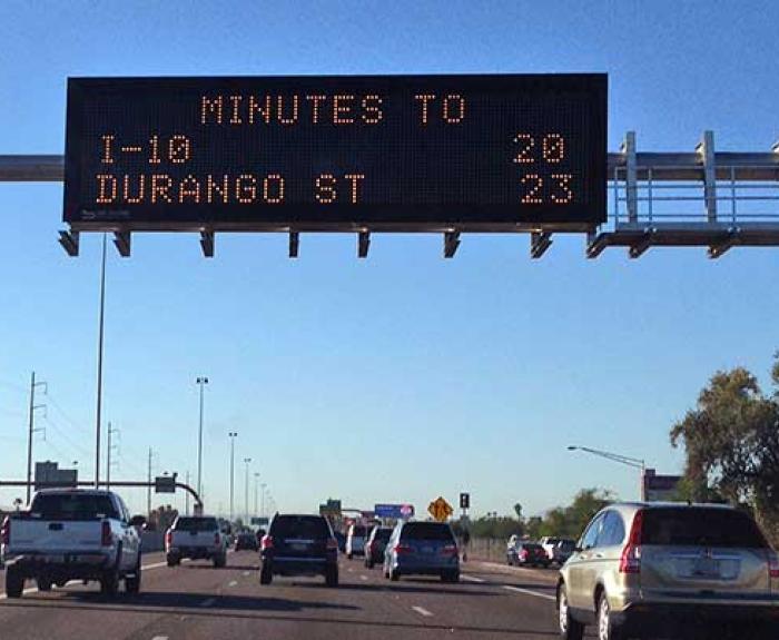 Travel times on freeway message board