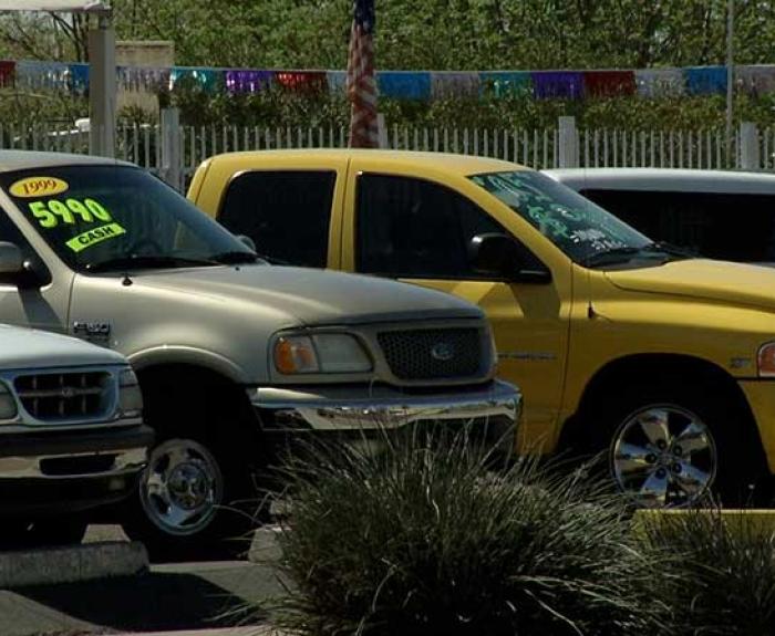 Vehicles in a used car lot