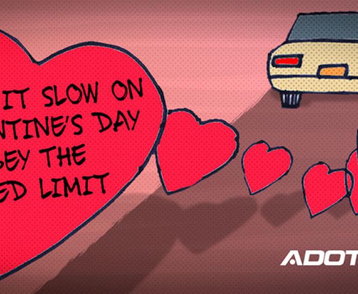 Cartoon representation of Valentine's Day safety message in a heart