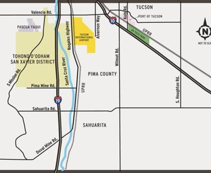 Map with study area for proposed Sonoran Corridor