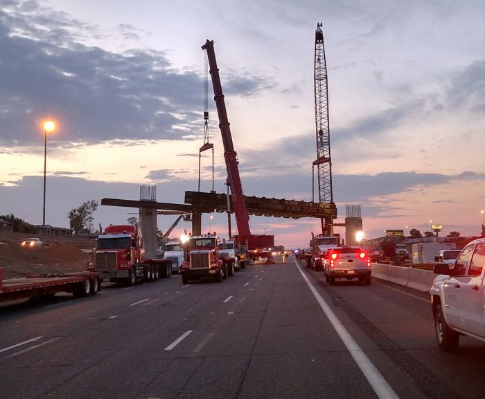 Straddle bent viewed from a distance on Interstate 10 in Phoenix