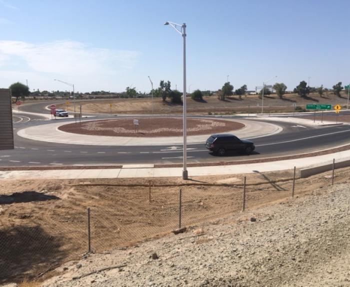 Vehicle uses new roundabout in Yuma