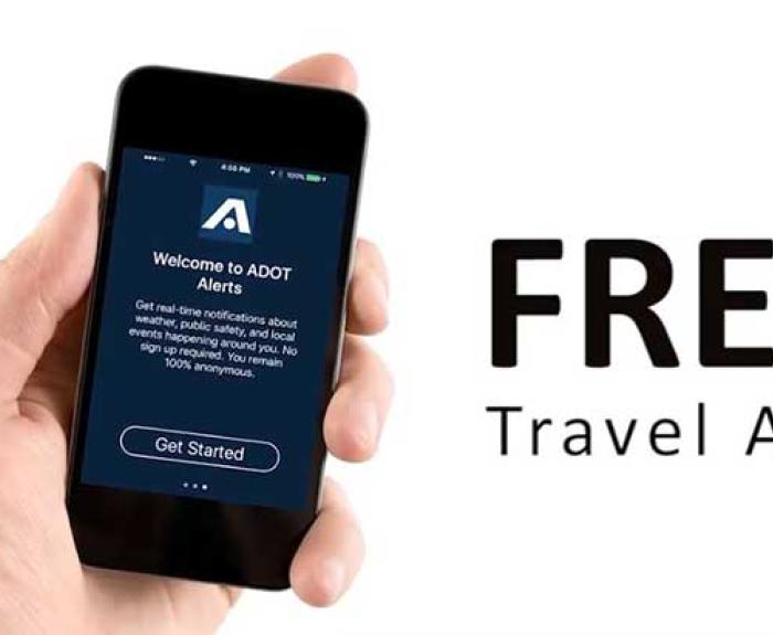 Graphic promoting free travel app