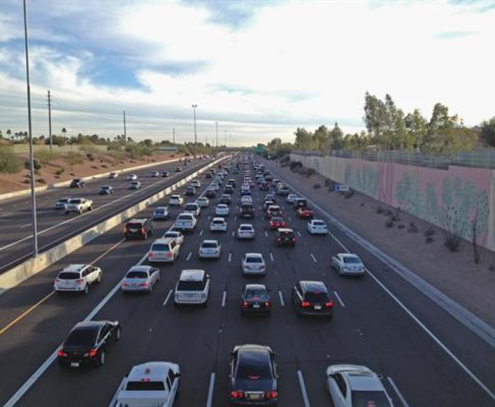  Freeway traffic viewed from above
