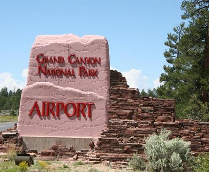 Sign at entrance of Grand Canyon National Park Airport