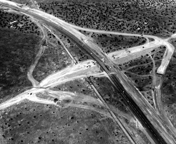 Black and white historic image of I-19 