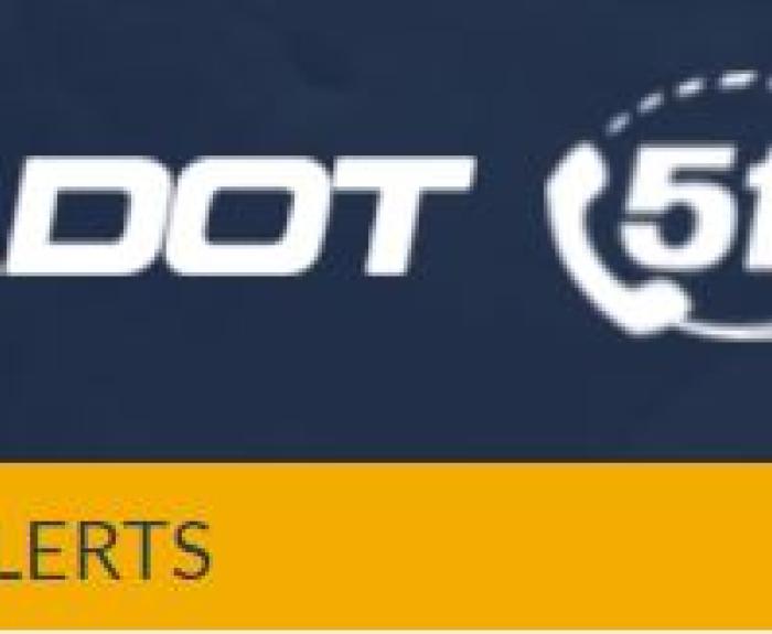 ADOT 511 logo above a yellow banner with an exclamation mark and the word ALERTS.