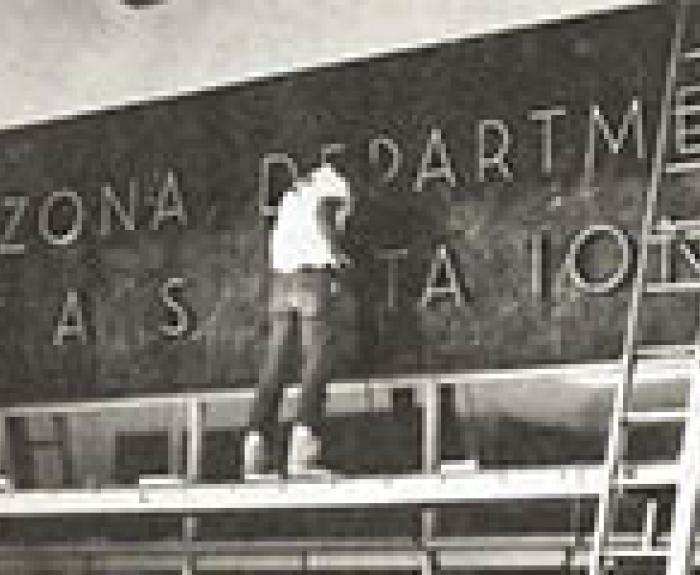 Installation of Arizona Department of Transportation building sign