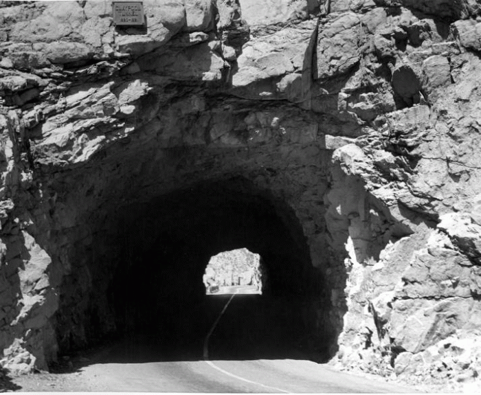 Black and white image of Claypool Tunnel