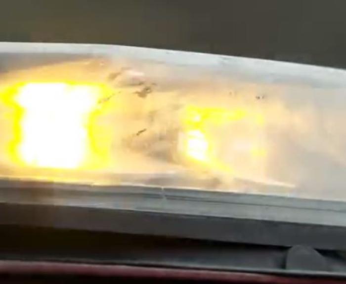 Closeup of flashing amber lights on an ADOT vehicle