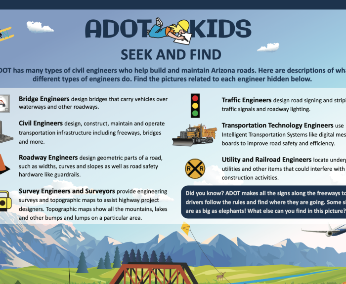 Adot kids engineer as a career seek and find activity