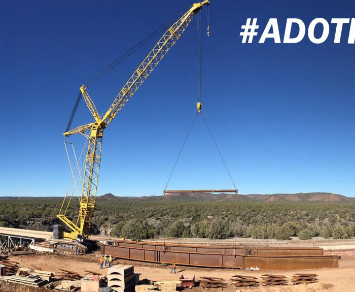 ADOT Construction Crane during Girder Installation at Hell Canyon