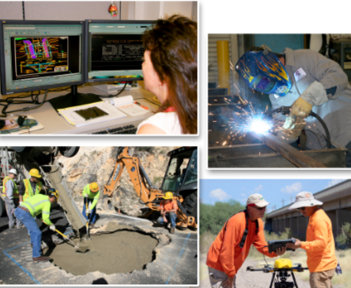 4 images of adot employees in different careers.