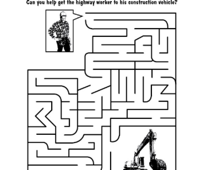 Work Zone Maze Kids Activity