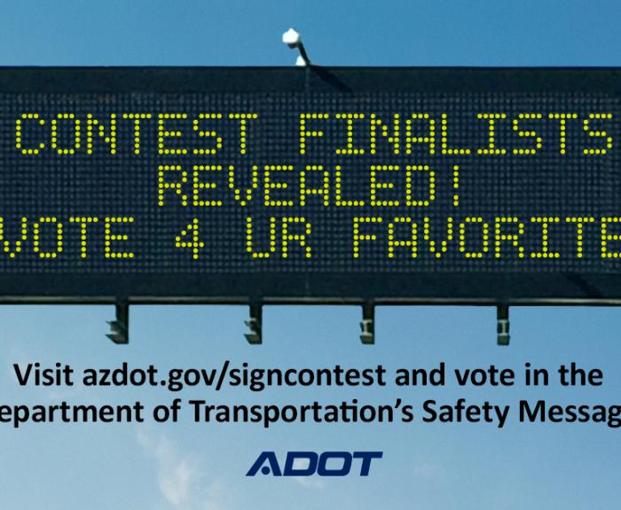 Cartoon of message board that promotes voting in contest. 