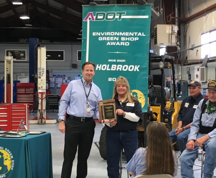 Award being accepted for Green Shop in Holbrook