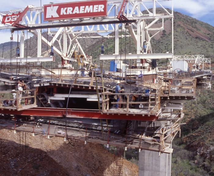 Large equipment being used to construct overpass