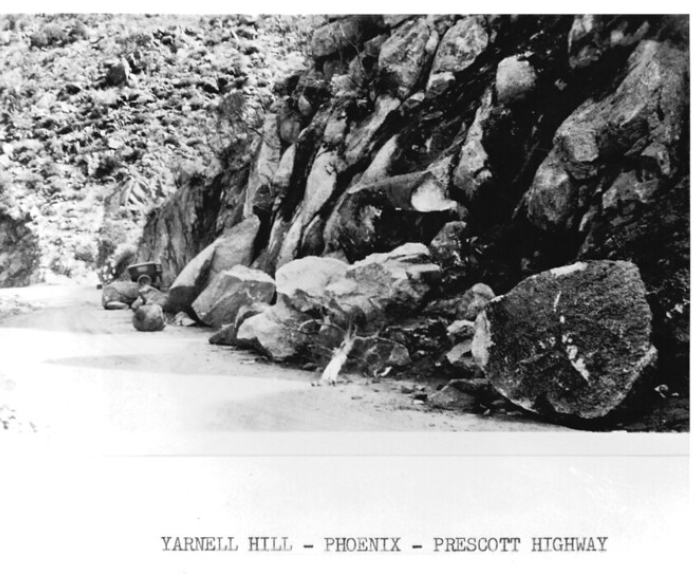 Black and white photo of rocky hill
