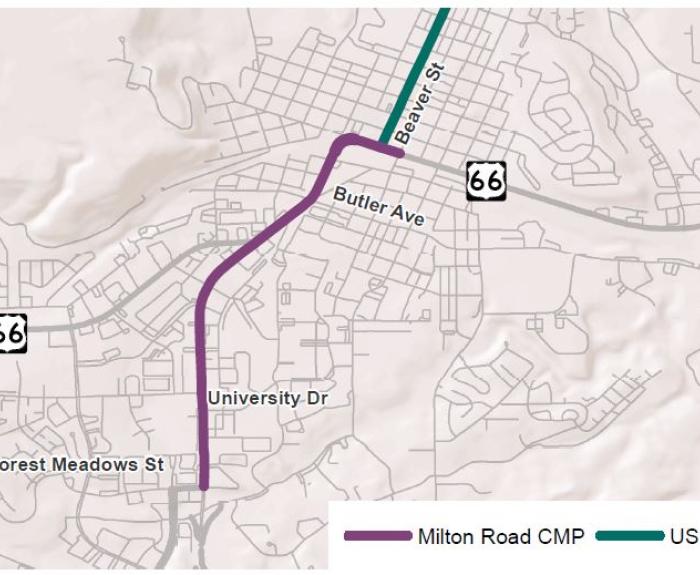 Milton Road study corridor map