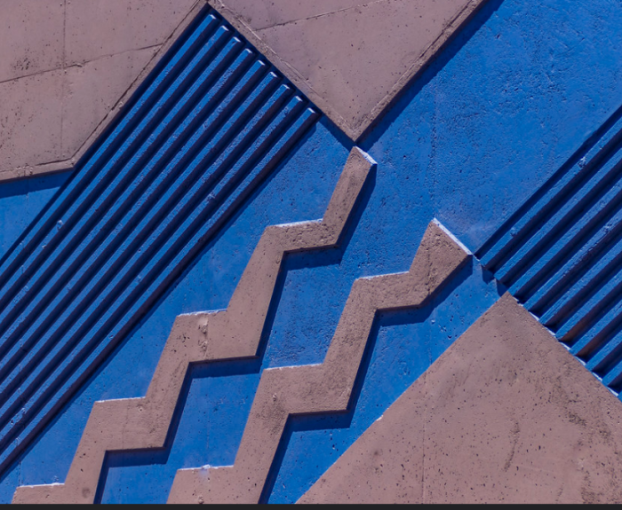 Blue diamond art on wall