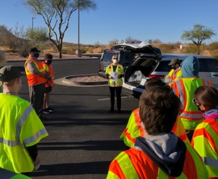 Scouts assembled for cleanup