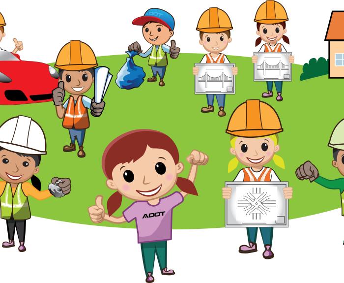 ADOT Kids Characters are holding props 