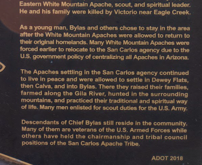 Chief Bylas historical marker