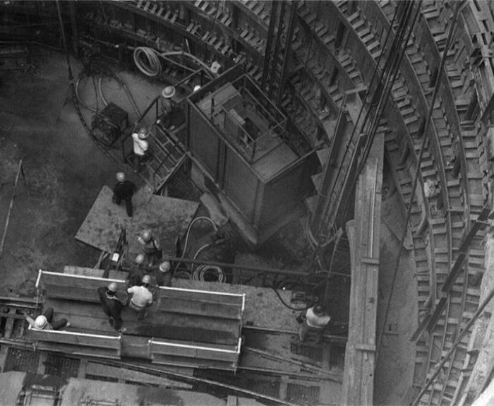 Workers inside the Deck Park Tunnel