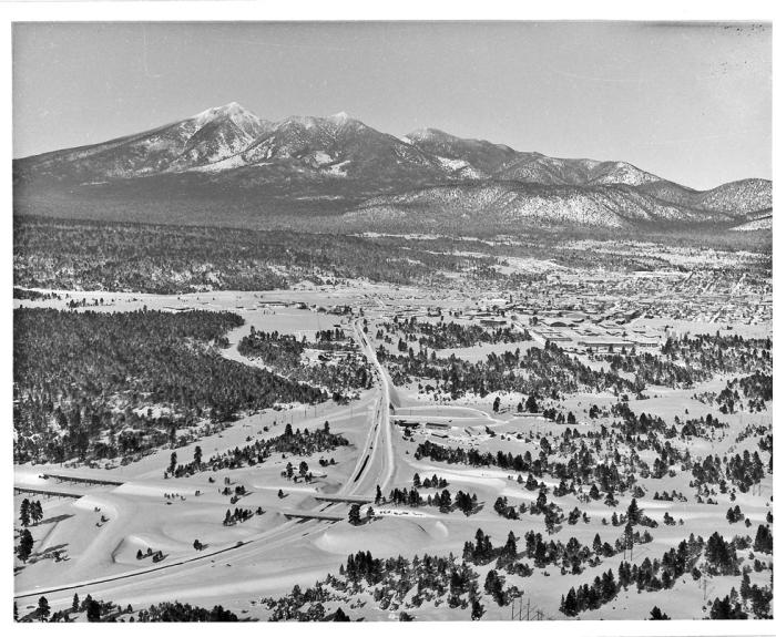 Black and white historic image of Flagstaff