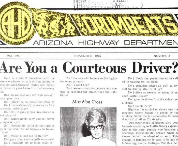 Front page of Arizona Highway Department newsletter