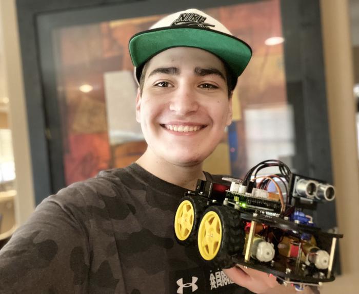 Zach with his robot