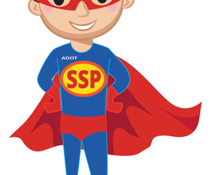 Cartoon of Super Safe Pedestrian action hero