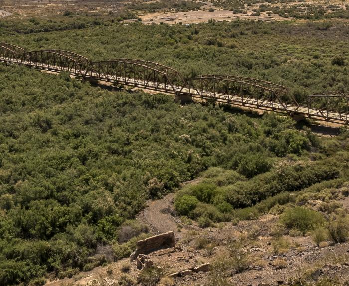 Aerial view of Gillespie Dam Bridge