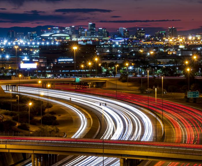 I10 Freeway Broadway Belle Butte nighttime photo