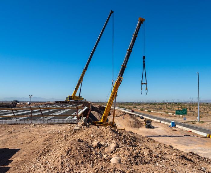 Crane works on future Loop 303 interchange