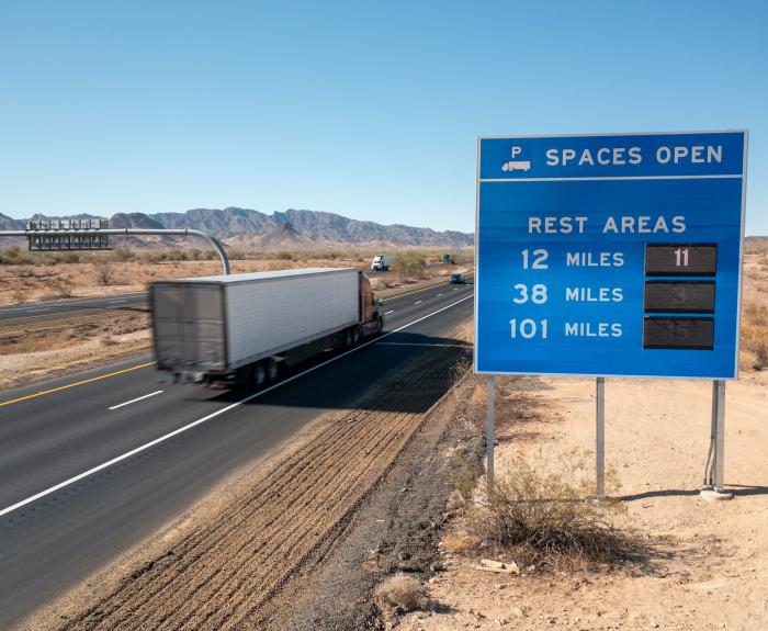 Semitrailer on interstate freeway