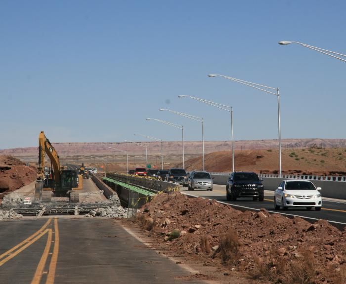 Bridge being removed from US 89 at Cameron
