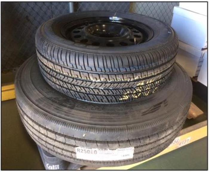 Two old tires stacked