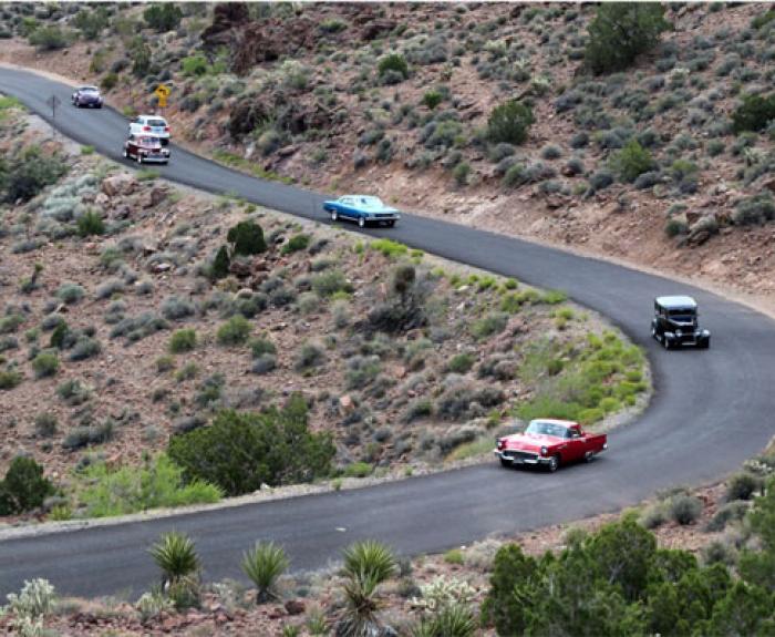 Vintage vehicles on old Route 66