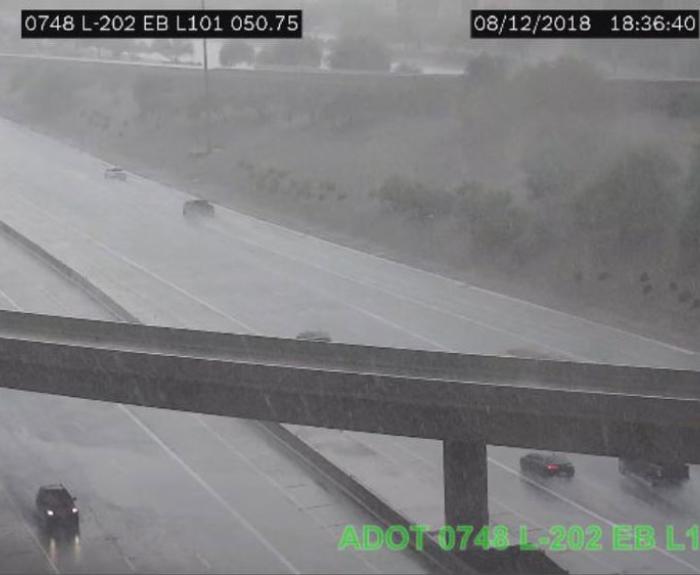 Traffic camera view of monsoon rain