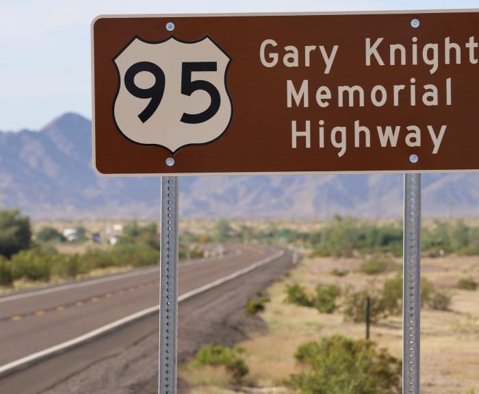 Photo of Gary Knight Memorial Highway sign