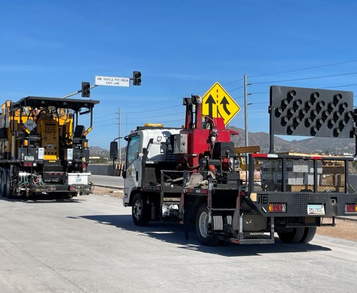 Loop 101 Pima Freeway Lane Striping Equipment (ADOT photo Nov. 02, '25)