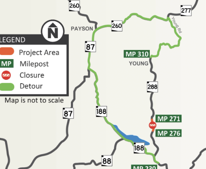 Map of SR 288 detour