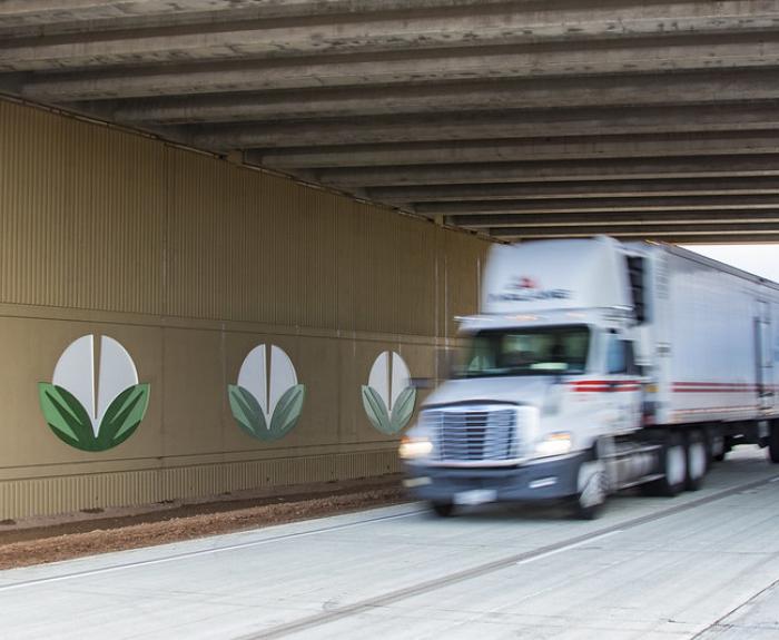 Semitrailer on freeway