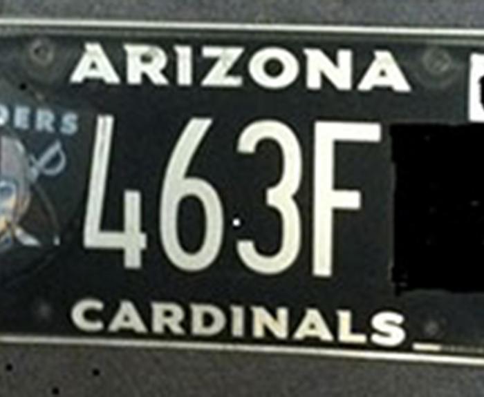 Defaced license plate
